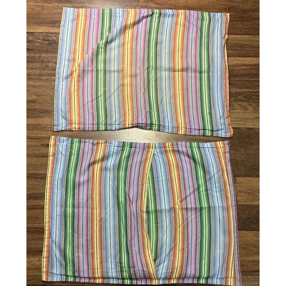 Pair Of Rainbow Striped Pastel Tommy Hilfiger STANDARD Pillow Shams